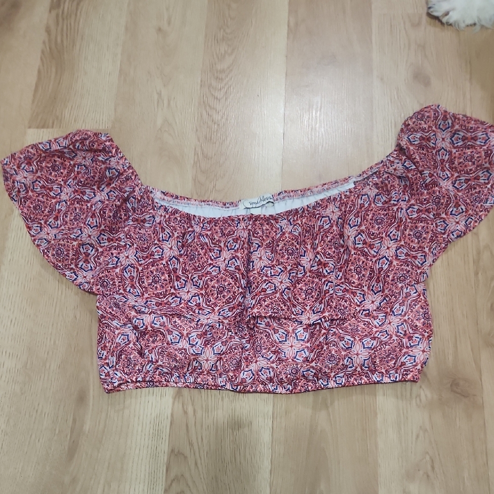 Speechless Red Patterned Off-Shoulder Blouse